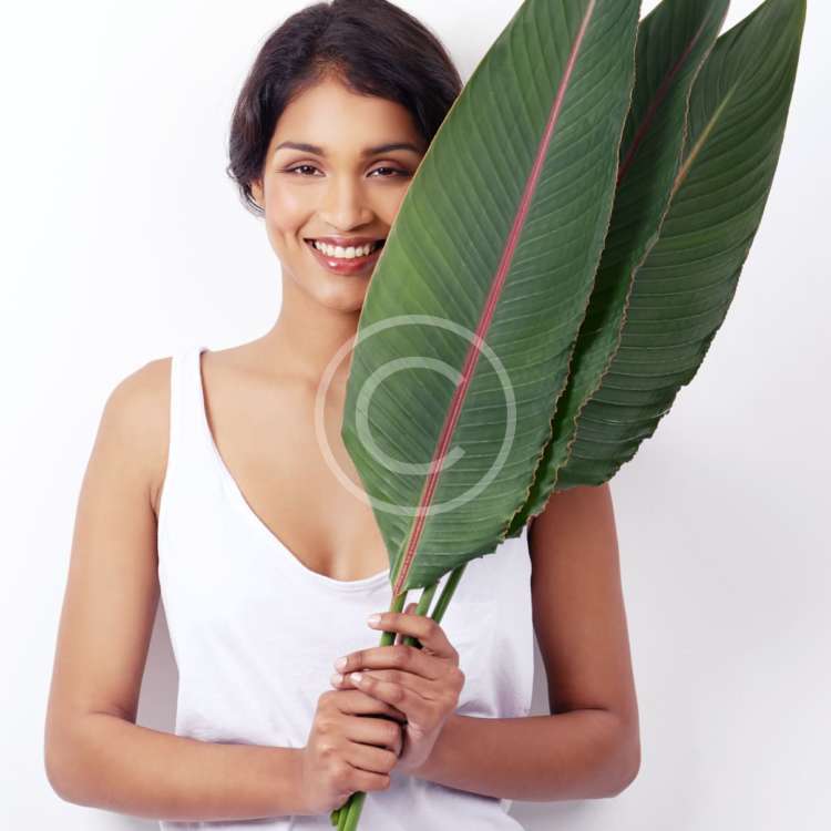 Woman with Leaves - stock image